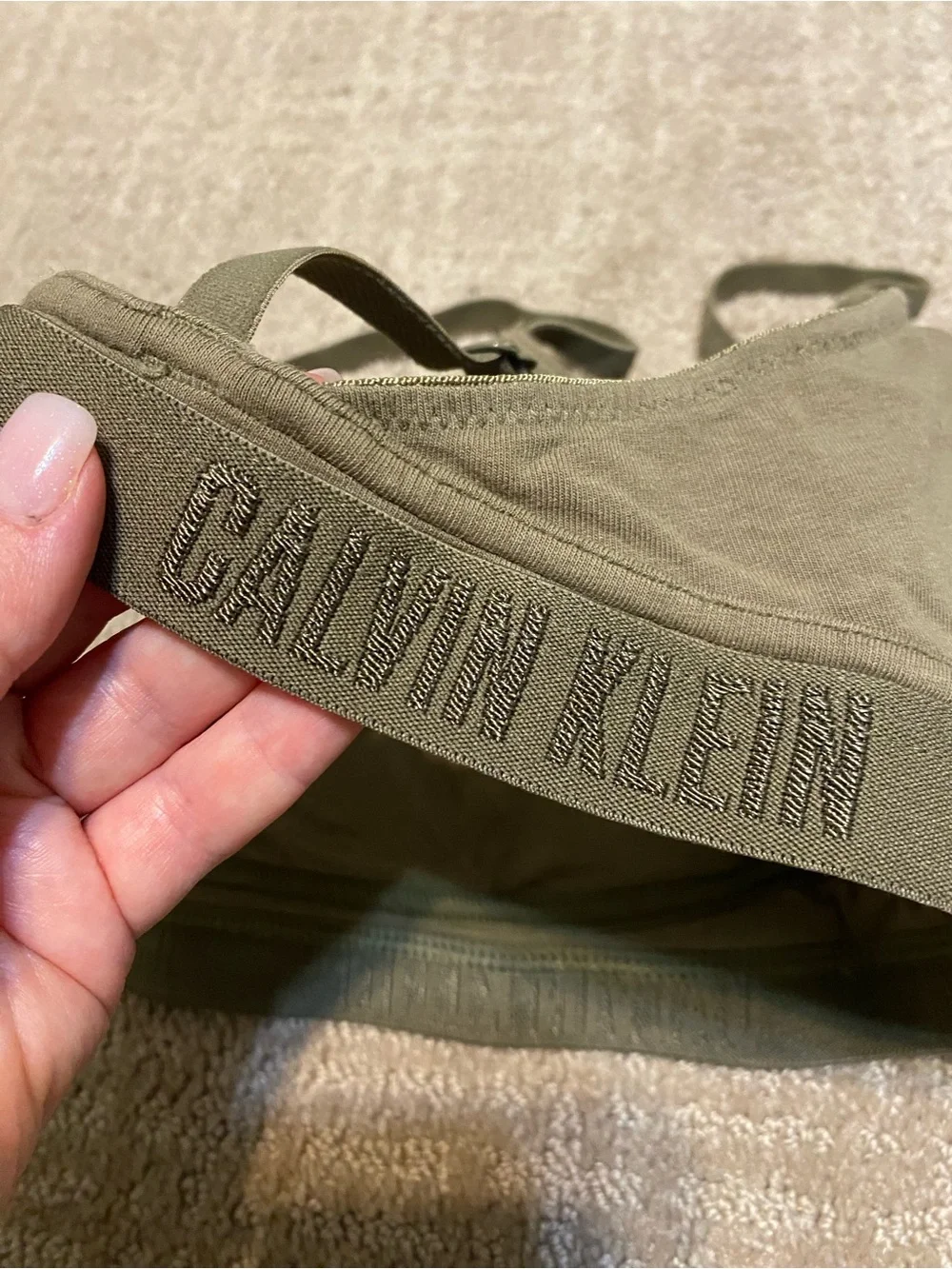 {Calvin Klein} Cotton Sport Bra | Olive Green ~ Size Small - Picture 8 of 15
